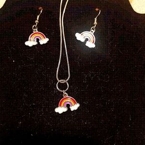 Rainbow earring and necklace set